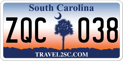 SC license plate ZQC038