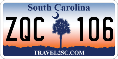 SC license plate ZQC106