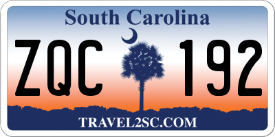 SC license plate ZQC192