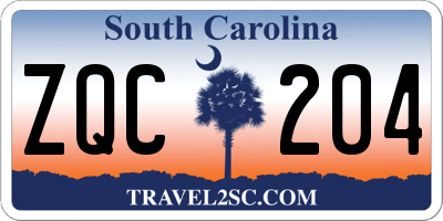 SC license plate ZQC204