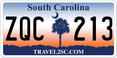 SC license plate ZQC213