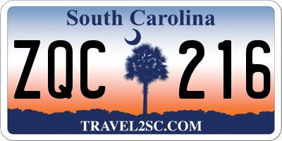 SC license plate ZQC216