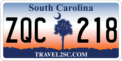 SC license plate ZQC218