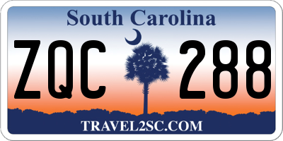 SC license plate ZQC288