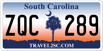 SC license plate ZQC289