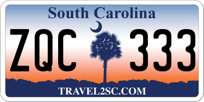 SC license plate ZQC333