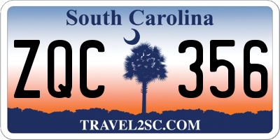 SC license plate ZQC356