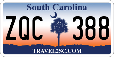 SC license plate ZQC388