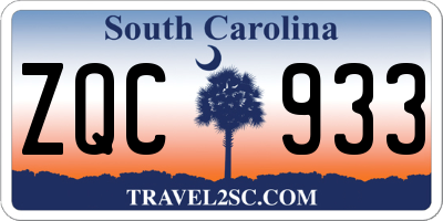 SC license plate ZQC933