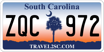 SC license plate ZQC972