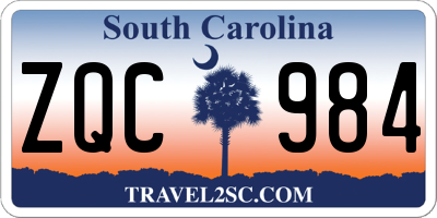 SC license plate ZQC984