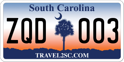 SC license plate ZQD003