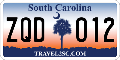 SC license plate ZQD012
