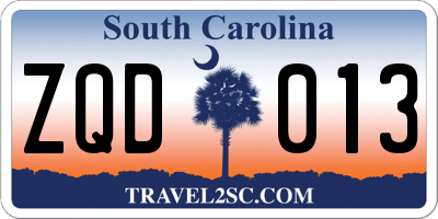 SC license plate ZQD013