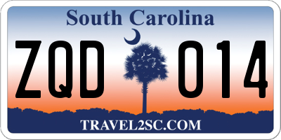 SC license plate ZQD014