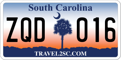 SC license plate ZQD016