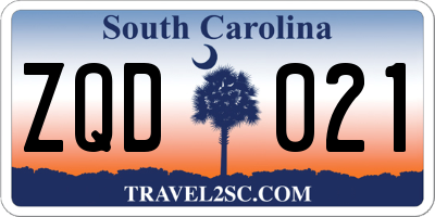 SC license plate ZQD021