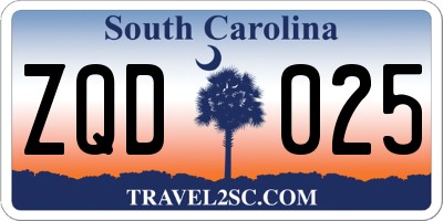 SC license plate ZQD025