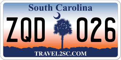 SC license plate ZQD026