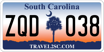 SC license plate ZQD038