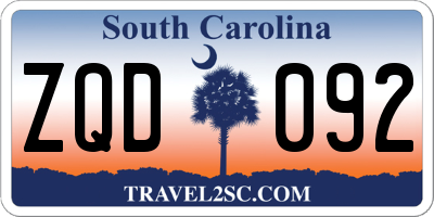 SC license plate ZQD092