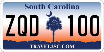 SC license plate ZQD100