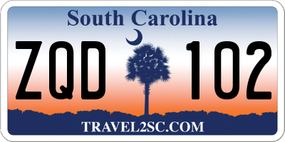 SC license plate ZQD102