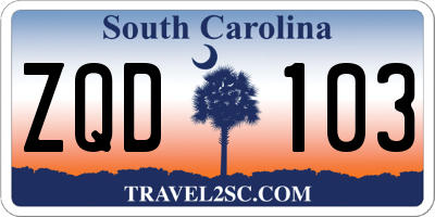 SC license plate ZQD103