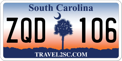 SC license plate ZQD106