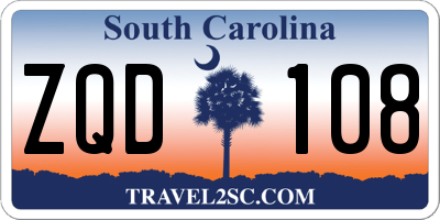 SC license plate ZQD108