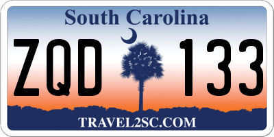 SC license plate ZQD133