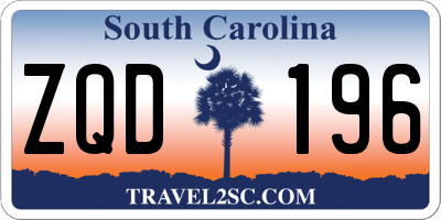 SC license plate ZQD196