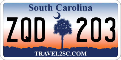SC license plate ZQD203
