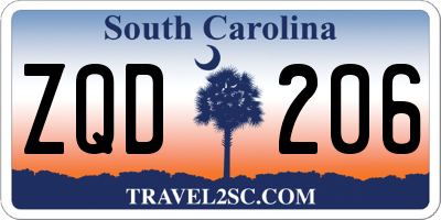 SC license plate ZQD206