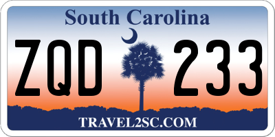 SC license plate ZQD233
