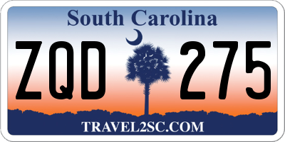 SC license plate ZQD275
