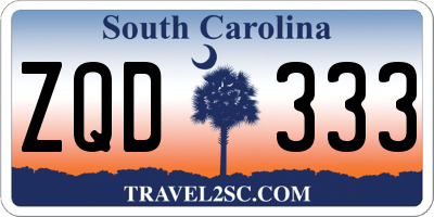 SC license plate ZQD333