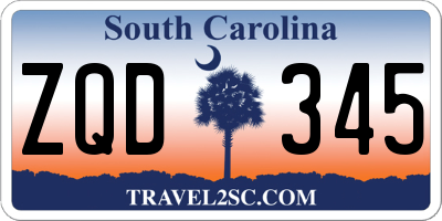 SC license plate ZQD345