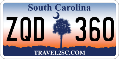 SC license plate ZQD360