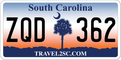 SC license plate ZQD362