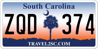 SC license plate ZQD374