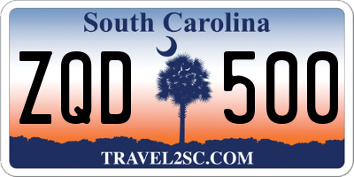 SC license plate ZQD500