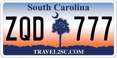 SC license plate ZQD777