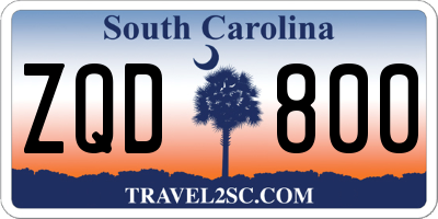 SC license plate ZQD800