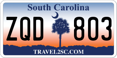 SC license plate ZQD803