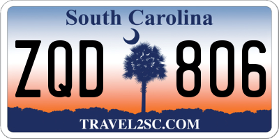 SC license plate ZQD806