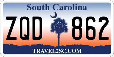 SC license plate ZQD862