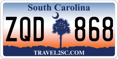 SC license plate ZQD868