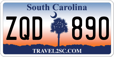 SC license plate ZQD890