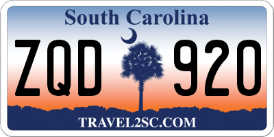 SC license plate ZQD920